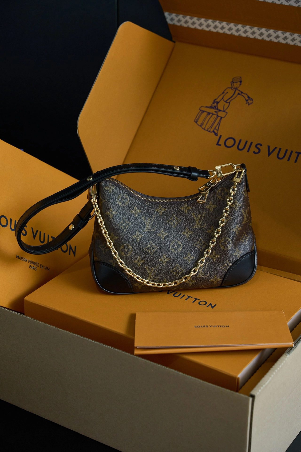 ルイ・ヴィトン「Louis Vuitton」 ブーローニュ モノグラム ブラック ハンドバッグ