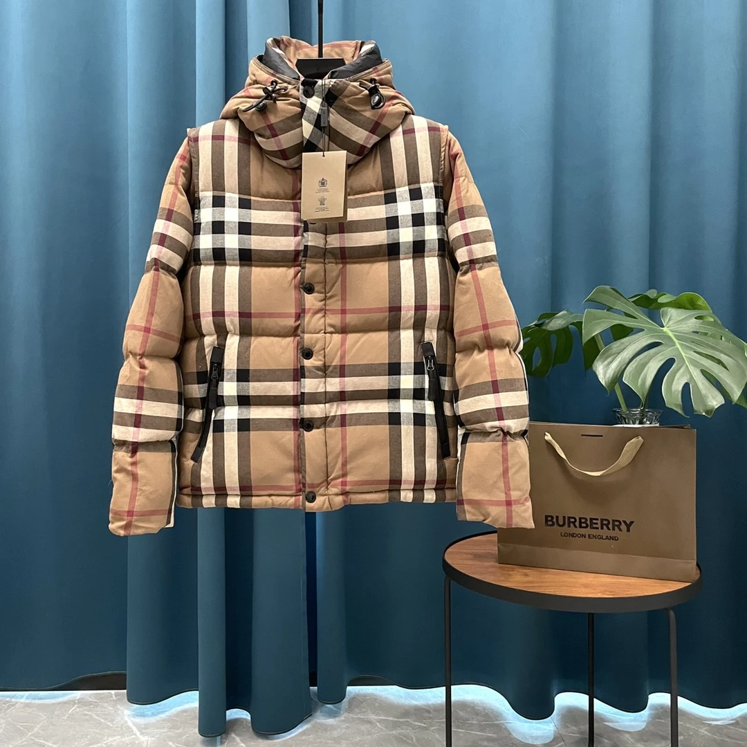 バーバリー「Burberry」秋冬フード付きダウンジャケット 男女兼用