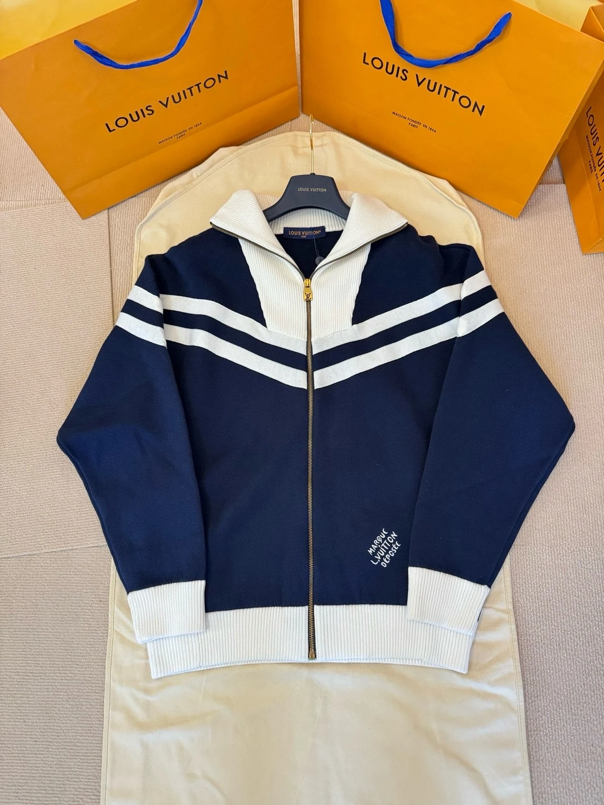 ルイ・ヴィトン「Louis Vuitton」 NAUTICAL ストライプ ニット ジャケット
