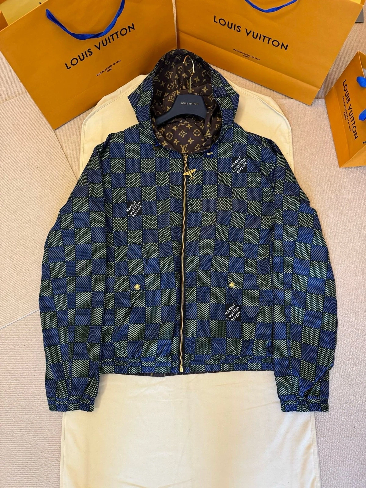 ルイ・ヴィトン「Louis Vuitton」DAMIERリバーシブル防風ジャケットアンコール