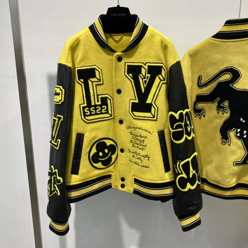 ルイ・ヴィトン「Louis Vuitton」ウール&レザー コンビネーション ジャケット アウコート着