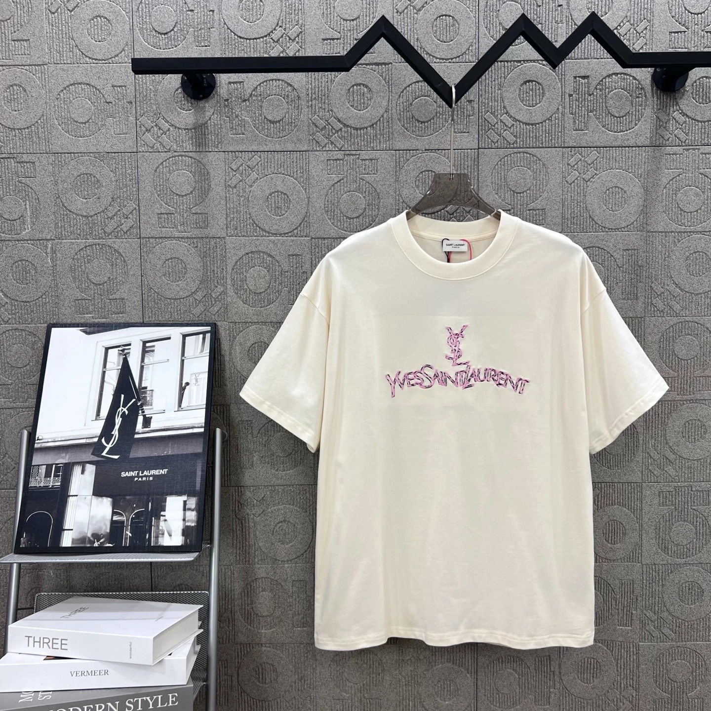 サンローラン Saint Laurent マルチカラー 3D刺繍ロゴ Tシャツ