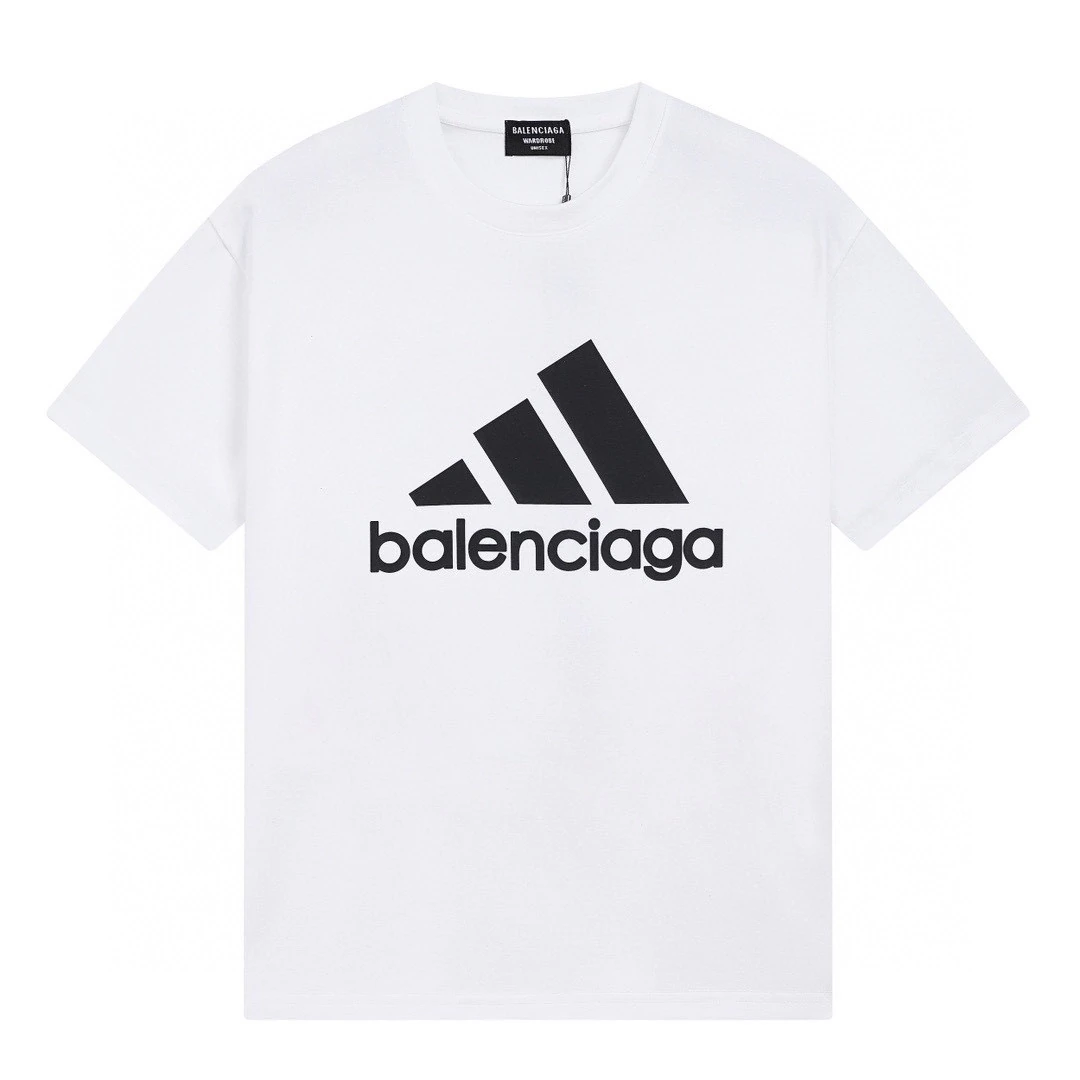 バレンシアガ Balenciaga アディ連名ロゴプリント半袖Tシャツ