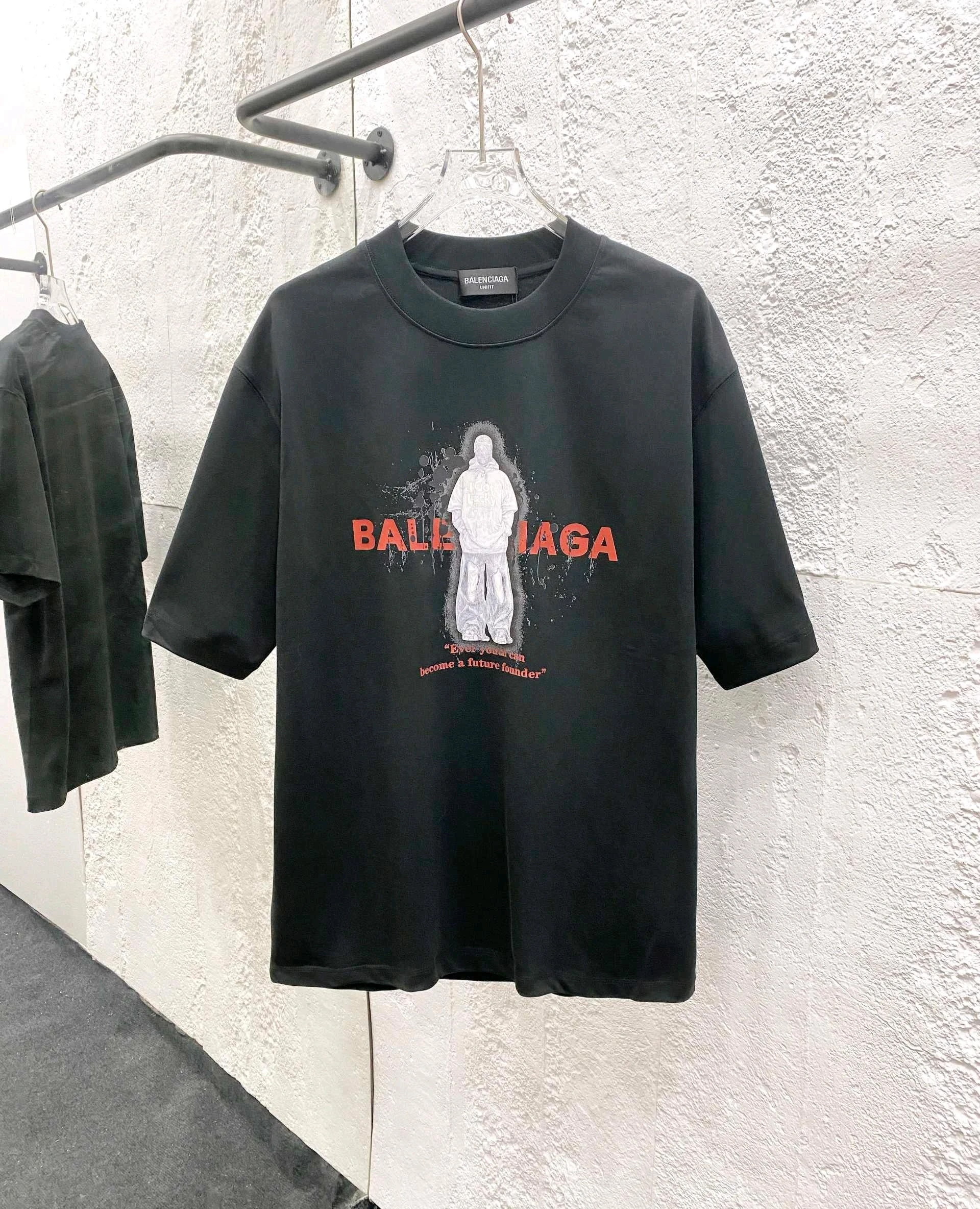 バレンシアガ「Balenciaga」ハイネックプレミアムコットン半袖Tシャツ