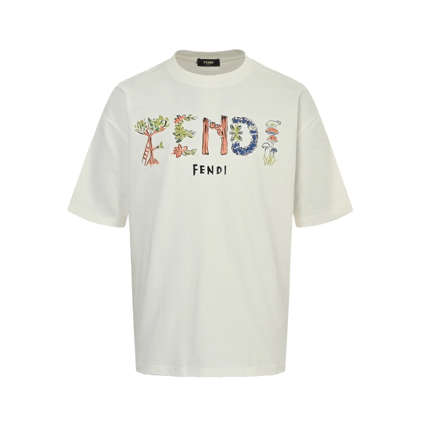 フェンディ Fendi フラワー&レターロゴ プリント ショートスリーブTシャツ