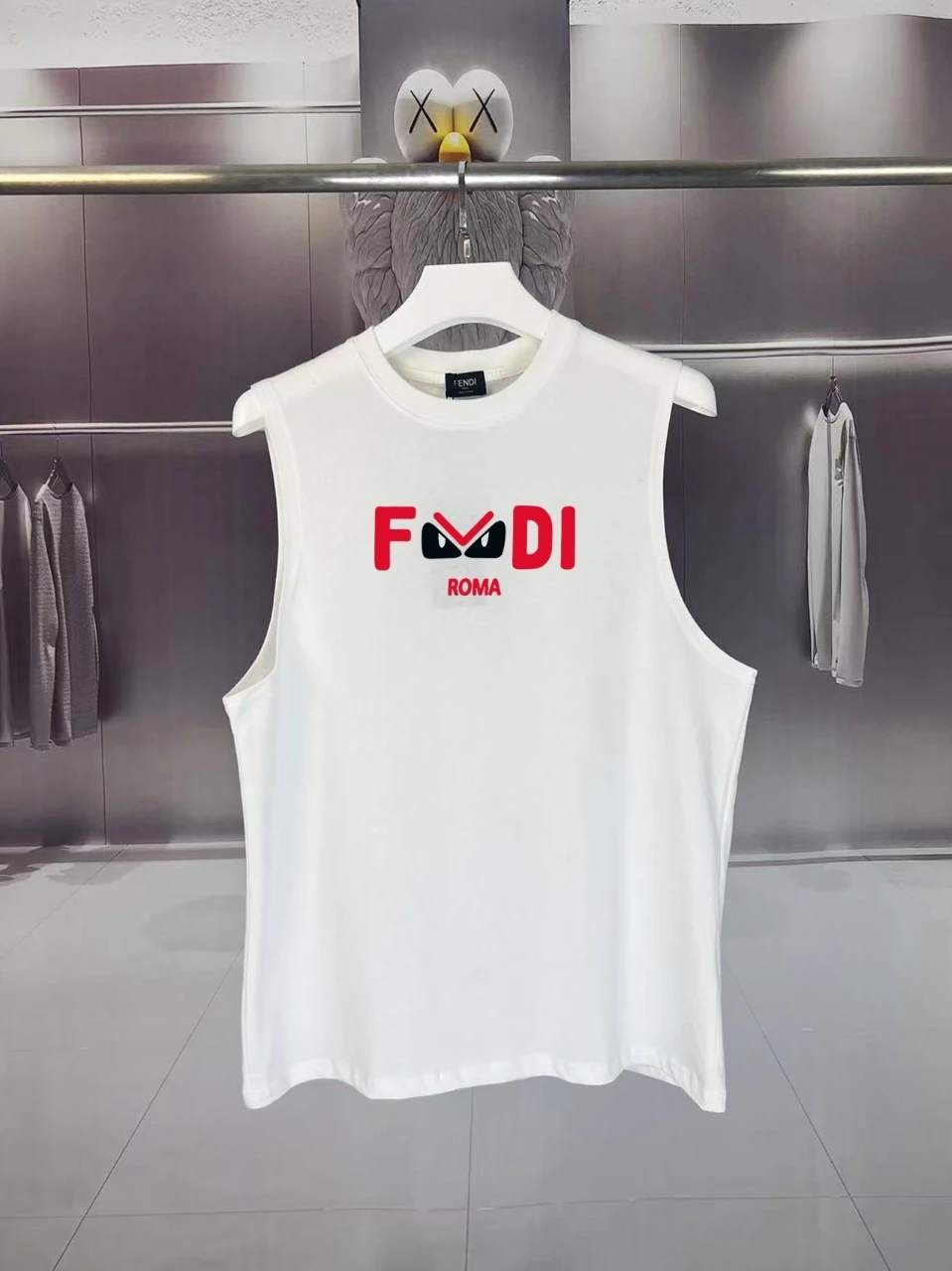 フェンディ Fendi SUMMER DEMON EYES MONSTER ロゴプリント ノースリーブTシャツ