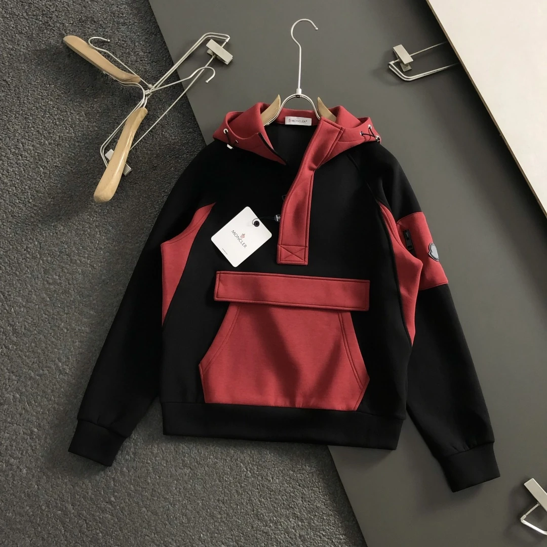 モンクレール「Moncler」カラーブロック パーカー レッド&ブラック