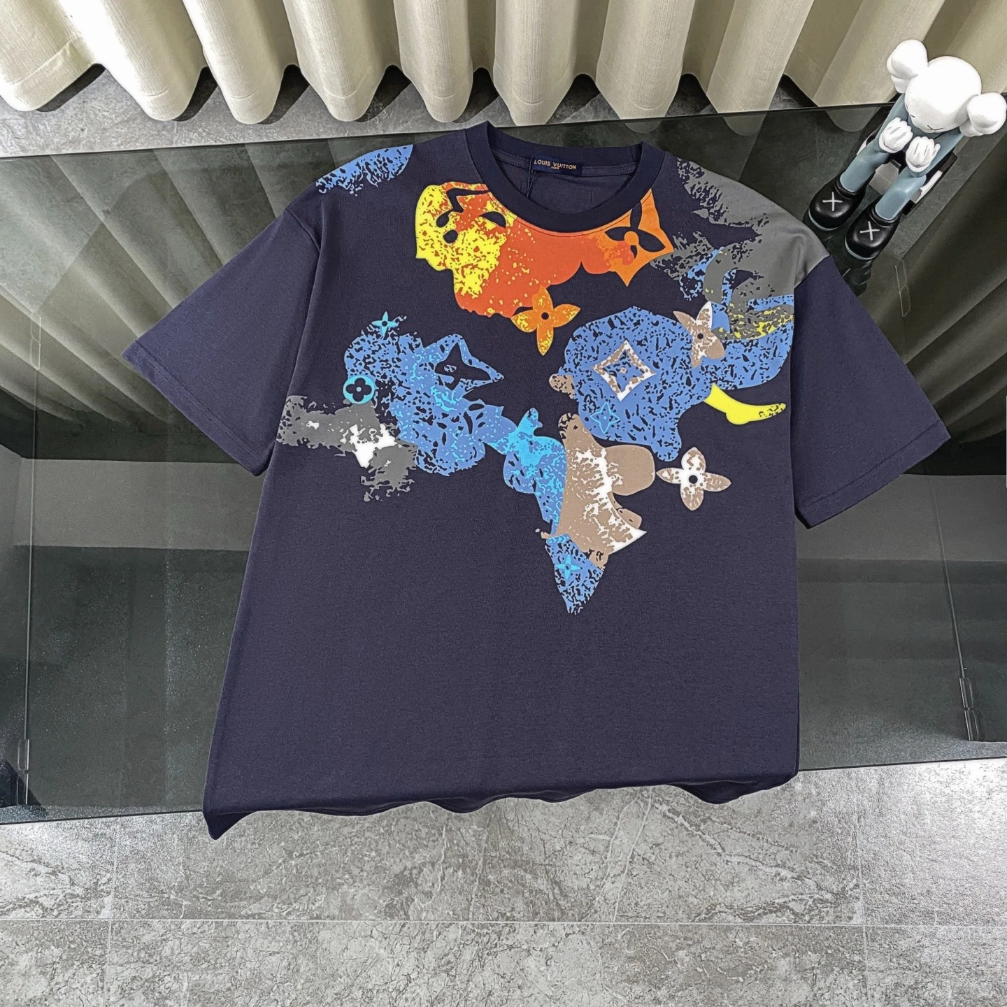 ルイ・ヴィトン Louis Vuitton スプリング スームインク プリント クルーネックTシャツ(メンズ)