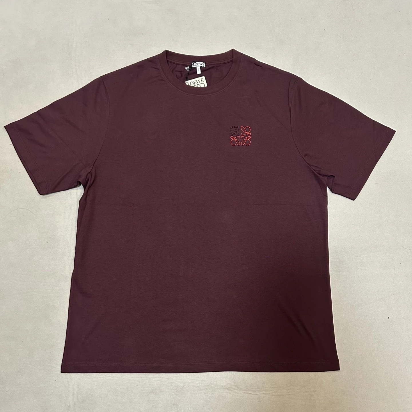ロエベ「Loewe」ツートン刺繍クルーネック半袖Tシャツ