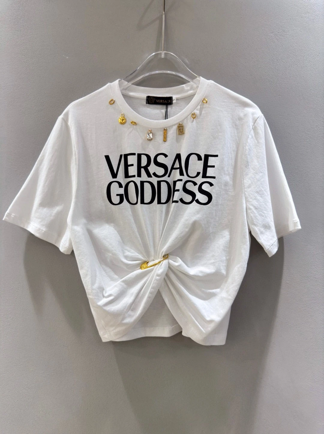 ヴェルサーチ Versace レディース ピンアクセントTシャツ