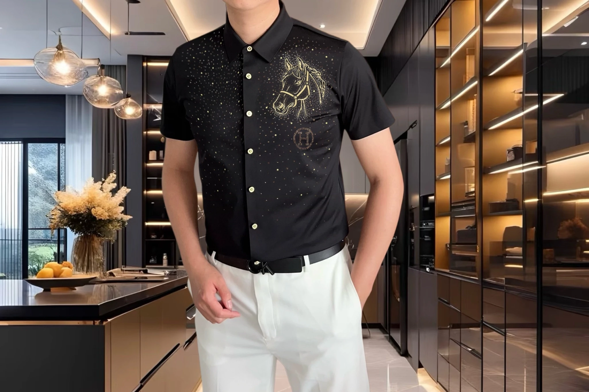 【限定入荷】Hermès 夏季新作 メンズ 軽奢半袖シャツ「大人の上品さを叶えるコーディネート」