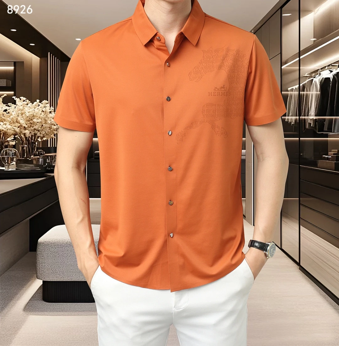 【限定入荷】Hermès 夏季新作 メンズ 軽奢半袖シャツ「大人の上品さを叶えるコーディネート」