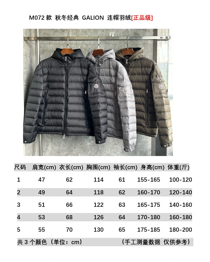 MONCLER(モンクレール) 秋冬 Galion FW26 Hooded メンズ クロップド丈・フード付き・ジップ・ポケット ダウンジャケット。 素材:ダウン・ダックダウン。 サイズ:1 / 2 / 3 / 4 / 5。 実物撮影
