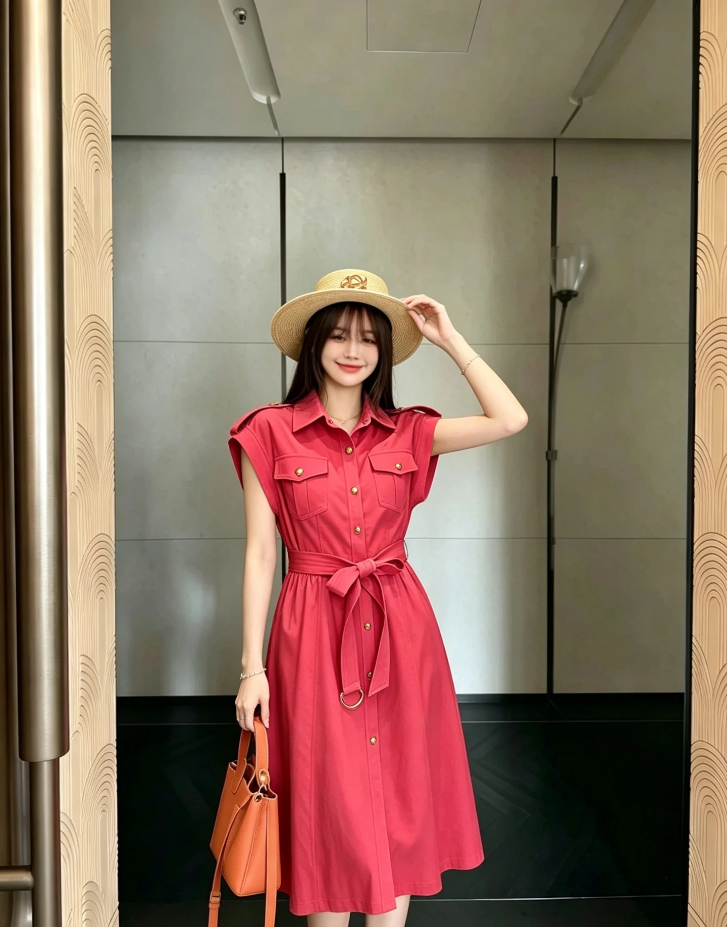 HERMÈS(エルメス) 26SS m-3XL ウエストシェイプ・合わせやすい ワンピース。 品番:25030