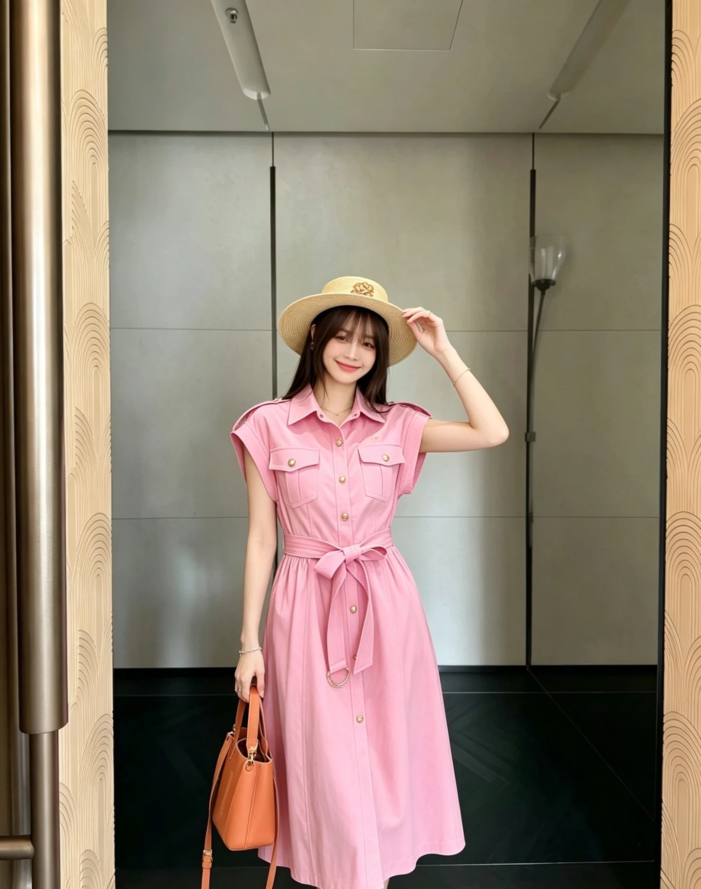 HERMÈS(エルメス) 26SS m-3XL ウエストシェイプ・合わせやすい ワンピース。 品番:25030