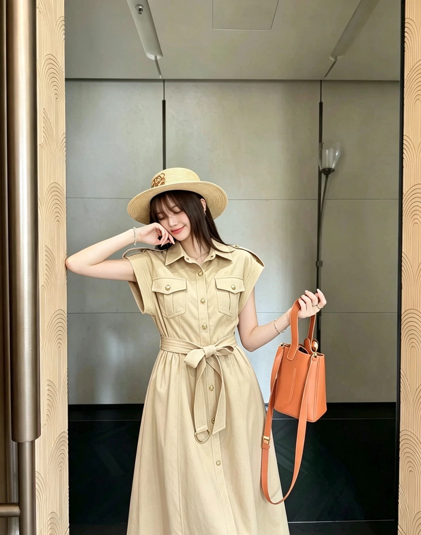 HERMÈS(エルメス) 26SS m-3XL ウエストシェイプ・合わせやすい ワンピース。 品番:25030
