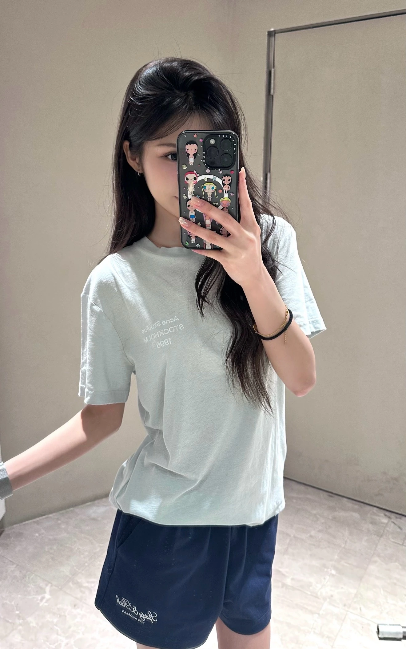 Acne Studios(アクネ ストゥディオズ) 初秋 プリント・ウォッシュ加工・合わせやすい・通気性・肌触りが良い・セットインショルダー・レタリング 半袖Tシャツ。 素材:コットン85%・リネン15%・コットン。 カラー:ミントグリーン。 サイズ:S/M/L