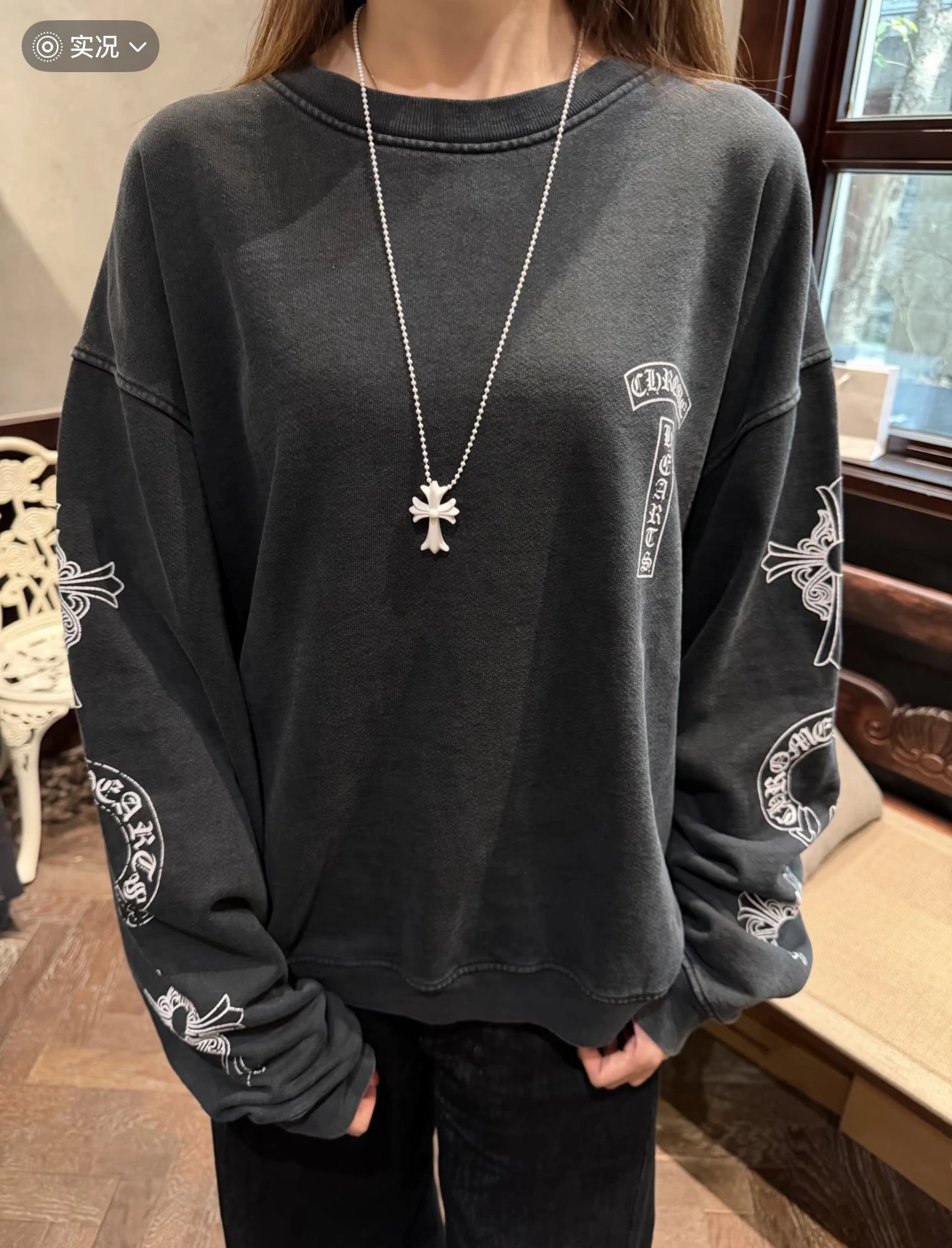 73031#¥ Chrome Hearts(クロムハーツ) 秋冬 ハイウエスト・ソフトな風合い・リブ スウェット。 素材:コットン。 カラー:グレー。 サイズ:S/M/L