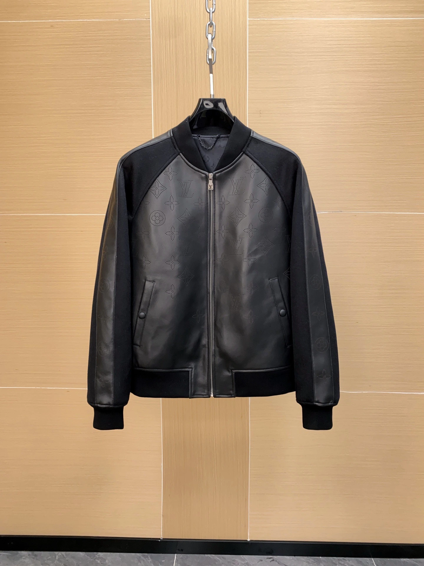 秋冬 Monogram ジップ・保温性・リブ バーシティジャケット。 サイズ:48-56