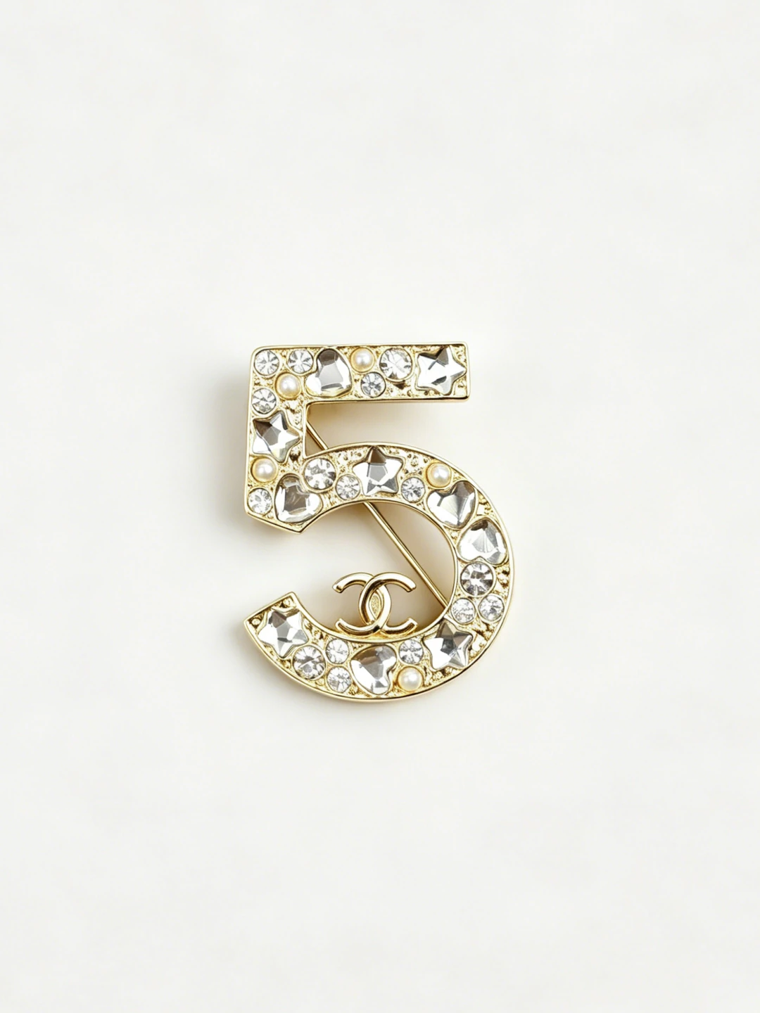 Chanel(シャネル / Chanel)5字ハートラインストーンCレターブローチ