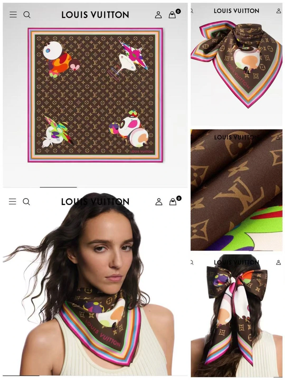 卸 。Louis Vuitton(ルイ・ヴィトン / LV) スクエアスカーフ。素材:シルク。仕様:リバーシブル・多用途アレンジ。サイズ:90×90cm。ポイント:上質仕様。首元や肩掛けなど幅広いスタイリングに使いやすいデザインです