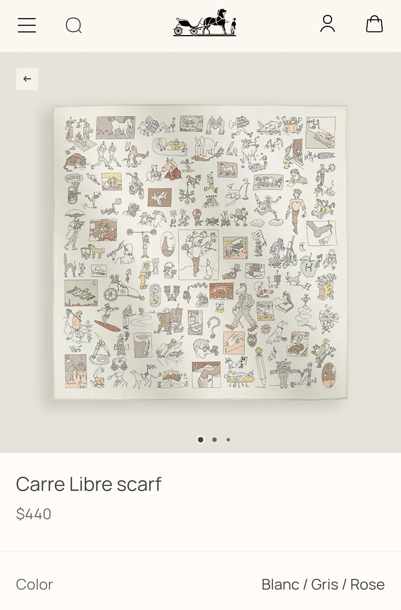 卸 。HERMÈS（エルメス） スクエアスカーフ。素材：シルク。仕様：リバーシブル。サイズ：90×90cm。首元や肩掛けなど幅広いスタイリングに使いやすいデザインです