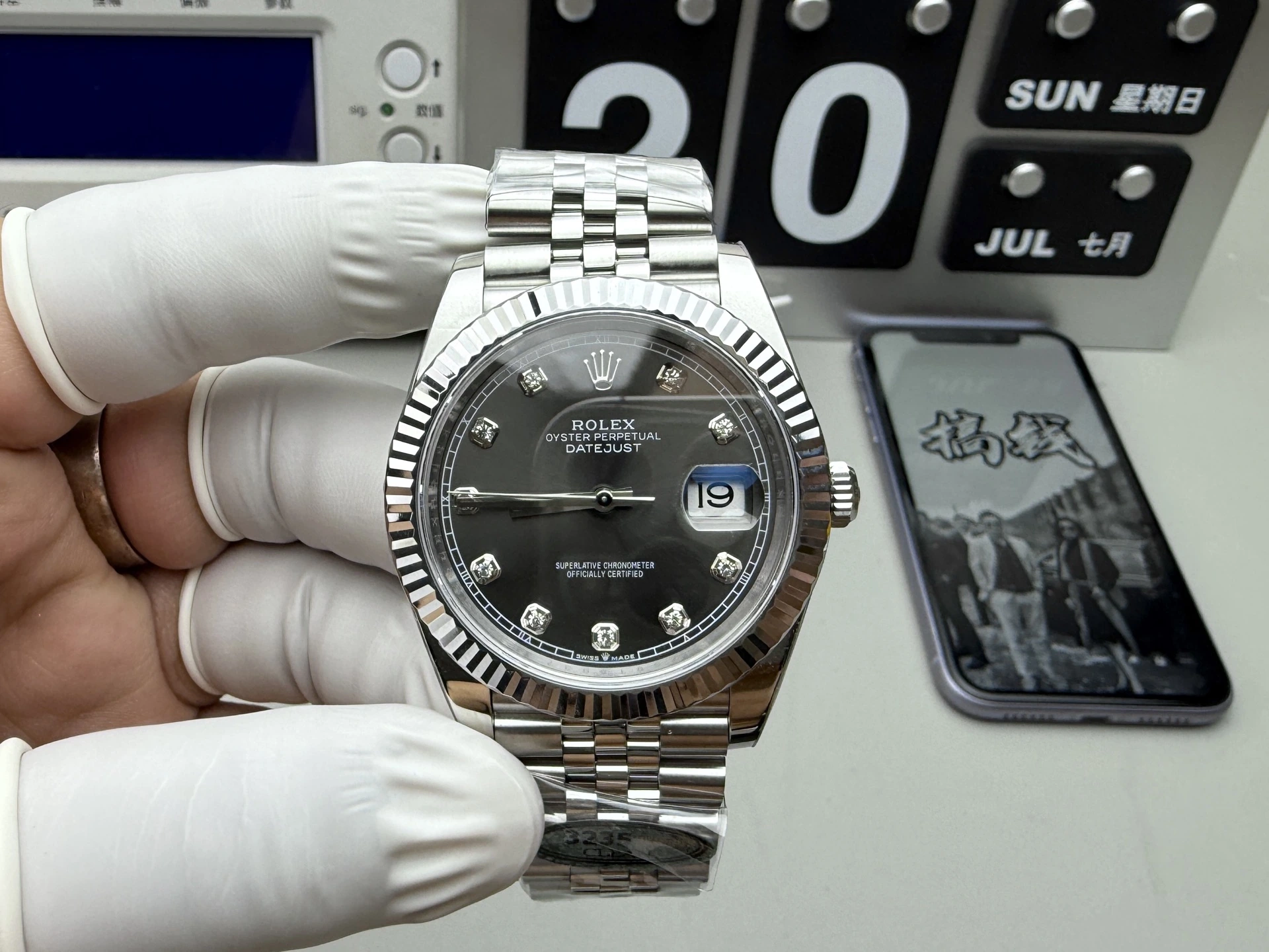 CLEAN系ハイグレード Rolex（ロレックス） デイトジャスト。アップグレード仕様、グレー文字盤、パワーリザーブ約72時間、出荷前実物写真