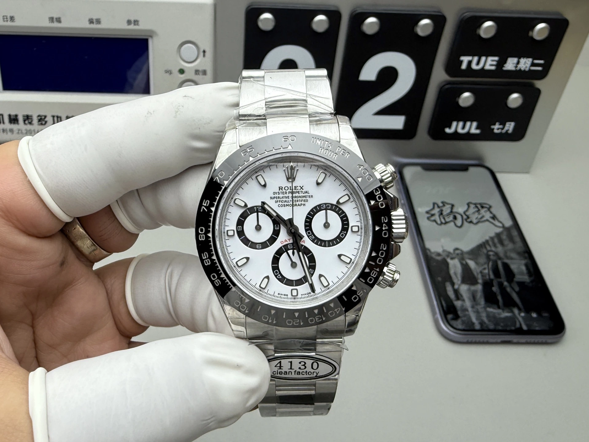 CLEAN系ハイグレード Rolex(ロレックス) デイトナ。アップグレード仕様、パンダ文字盤、ムーブメント 4130、パワーリザーブ約72時間、出荷前実物写真