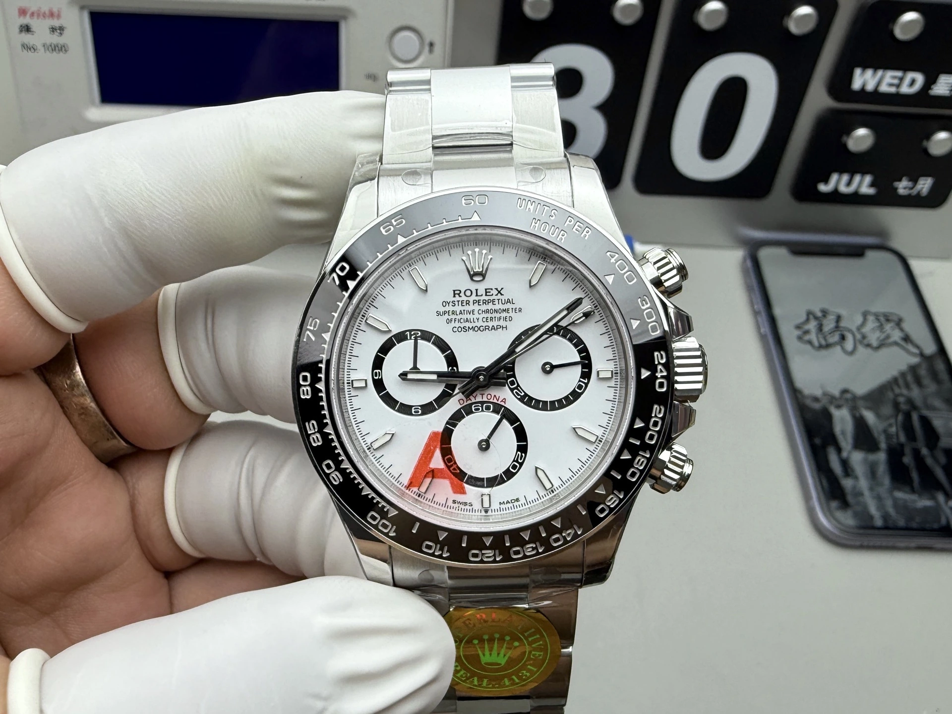 VS Rolex(ロレックス) デイトナ。パンダ文字盤、ムーブメント 4131、出荷前実物写真