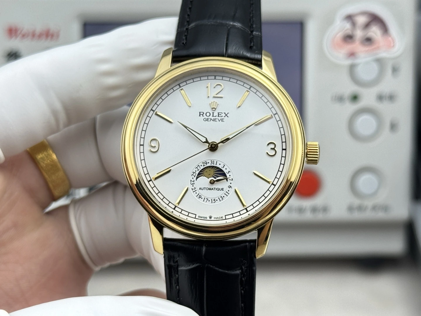 Rolex(ロレックス) チェリーニ。メンズ、316ステンレススチール、サファイアクリスタル、イタリアンカーフレザー、ムーブメント 2824-2/ETA2824-2、防水仕様、ムーンフェイズ、日付表示