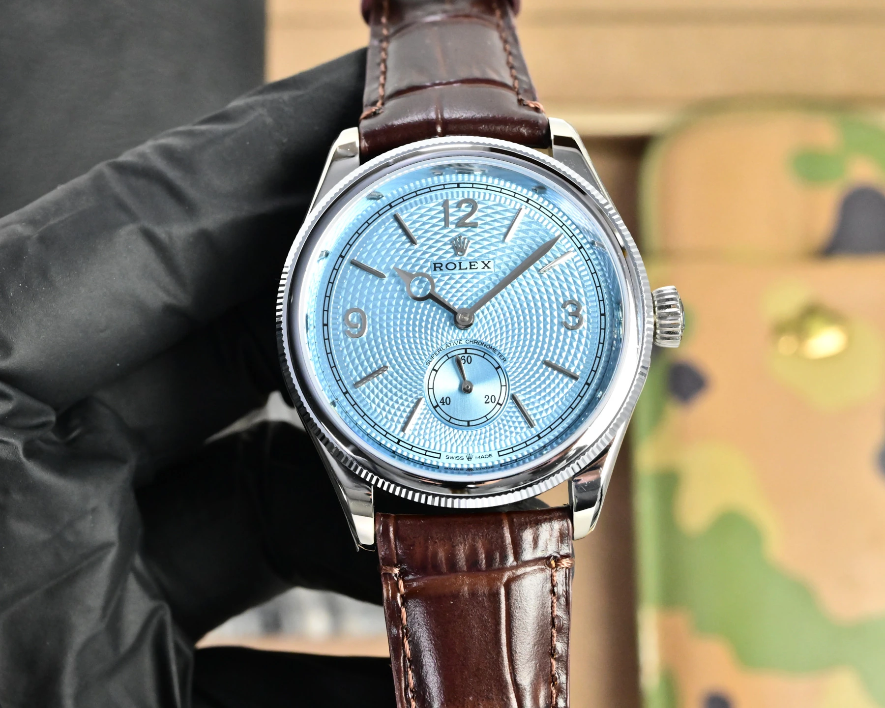 Rolex(ロレックス) チェリーニ / オイスター パーペチュアル / 1908。カスタム仕様、カーフレザー、自動巻き機械式、サイズ 39×11mm/39mm、シースルーバック