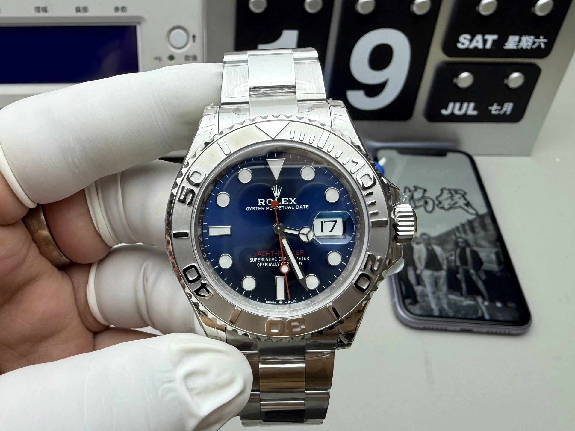 VS Rolex(ロレックス) ヨットマスター。ブルー・ヨットマスター、出荷前実物写真