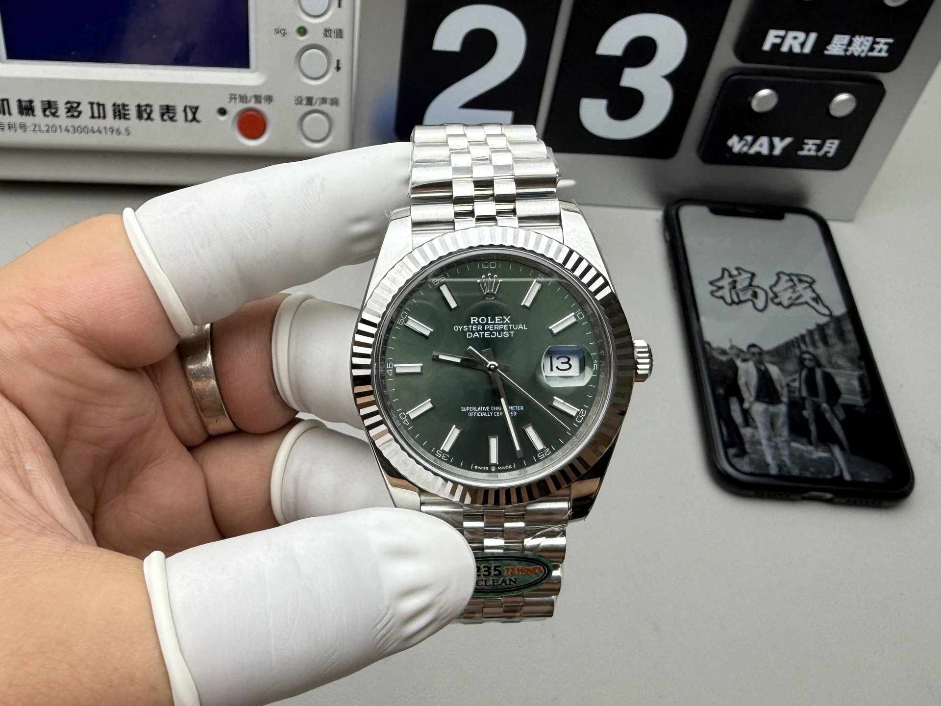 CLEAN Rolex(ロレックス) デイトジャスト。ミントグリーン、グリーン文字盤、ムーブメント 3235、出荷前実物写真