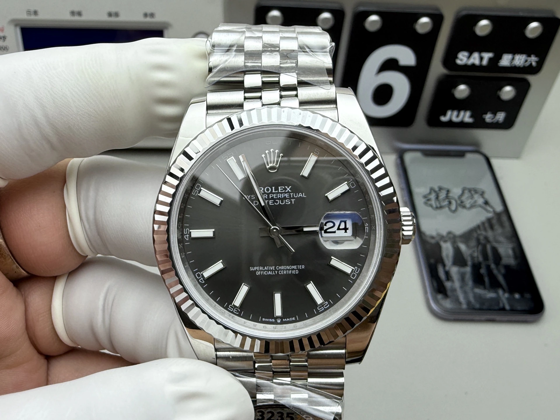 CLEAN系ハイグレード Rolex(ロレックス) デイトジャスト。アップグレード仕様、グレー文字盤、パワーリザーブ約72時間、出荷前実物写真