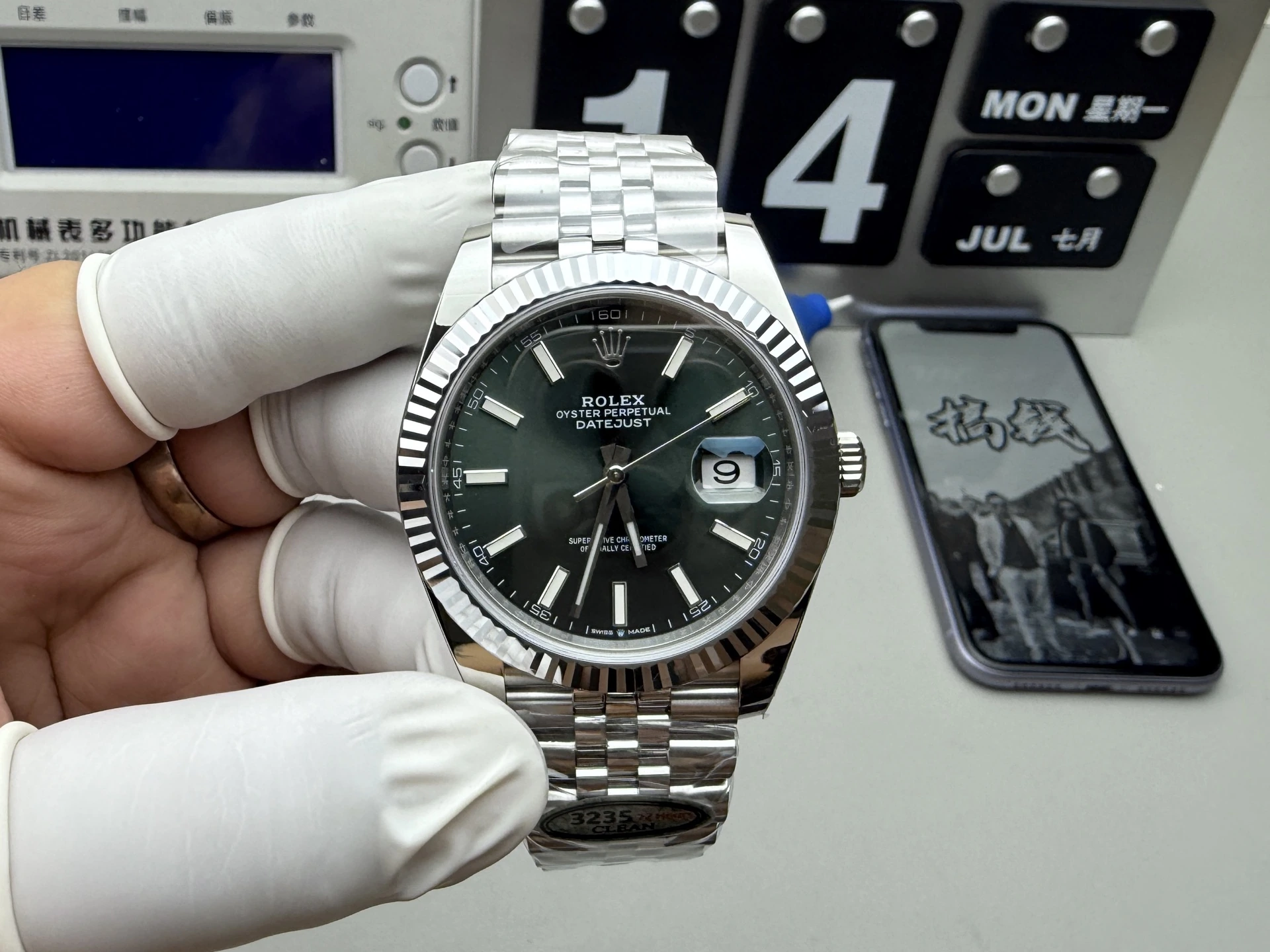 CLEAN系ハイグレード Rolex(ロレックス) デイトジャスト。アップグレード仕様、グリーン文字盤、パワーリザーブ約72時間、出荷前実物写真