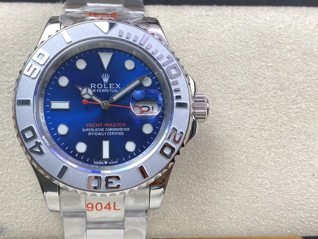 SK Rolex(ロレックス) ヨットマスター。メンズ、アイスブルー、316Lステンレススチール、サファイアクリスタル、自動巻き機械式、サイズ 40mm、夜光