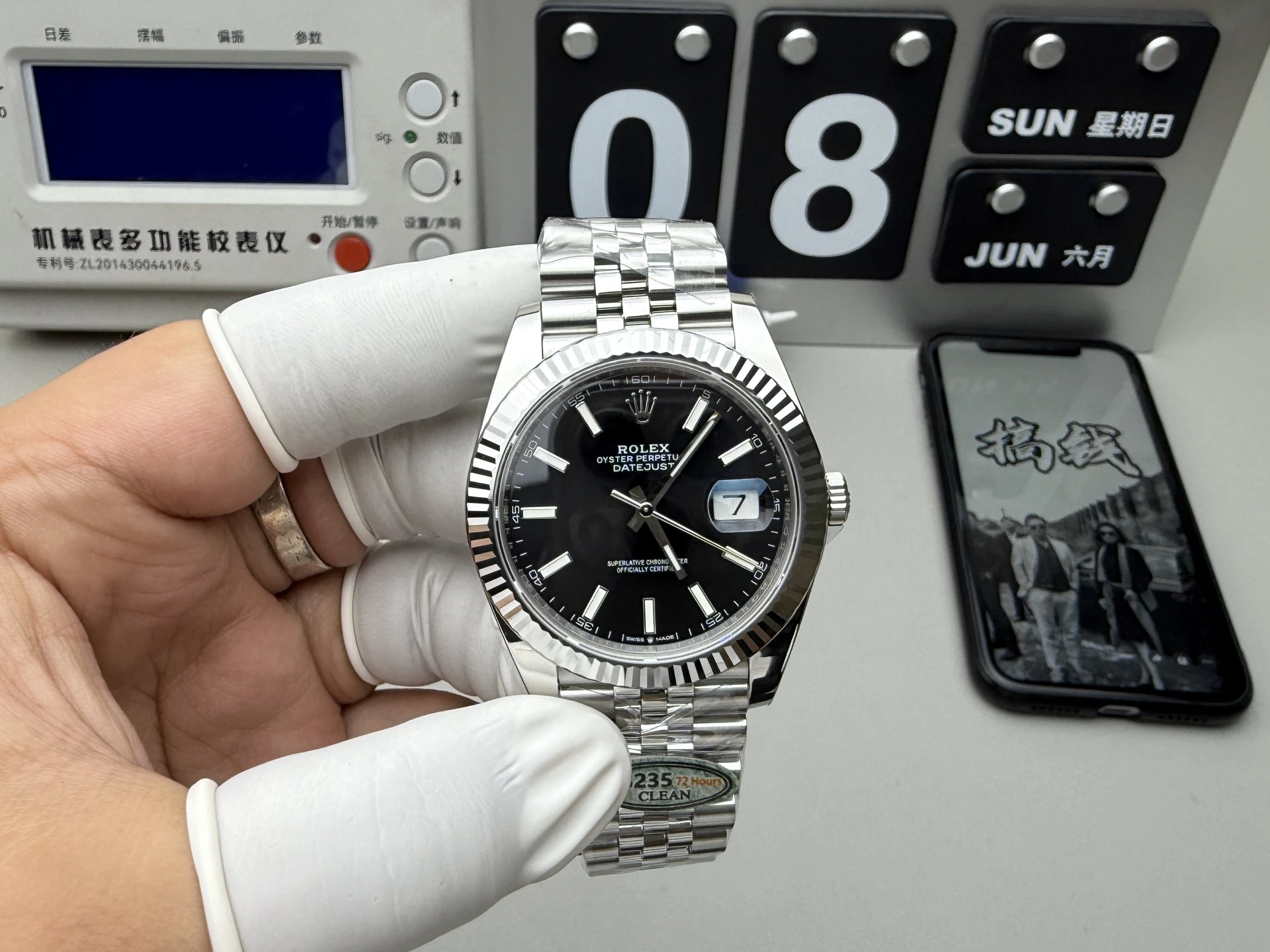 CLEAN系ハイグレード Rolex(ロレックス) デイトジャスト。アップグレード仕様、ブラック文字盤、ディテール写真