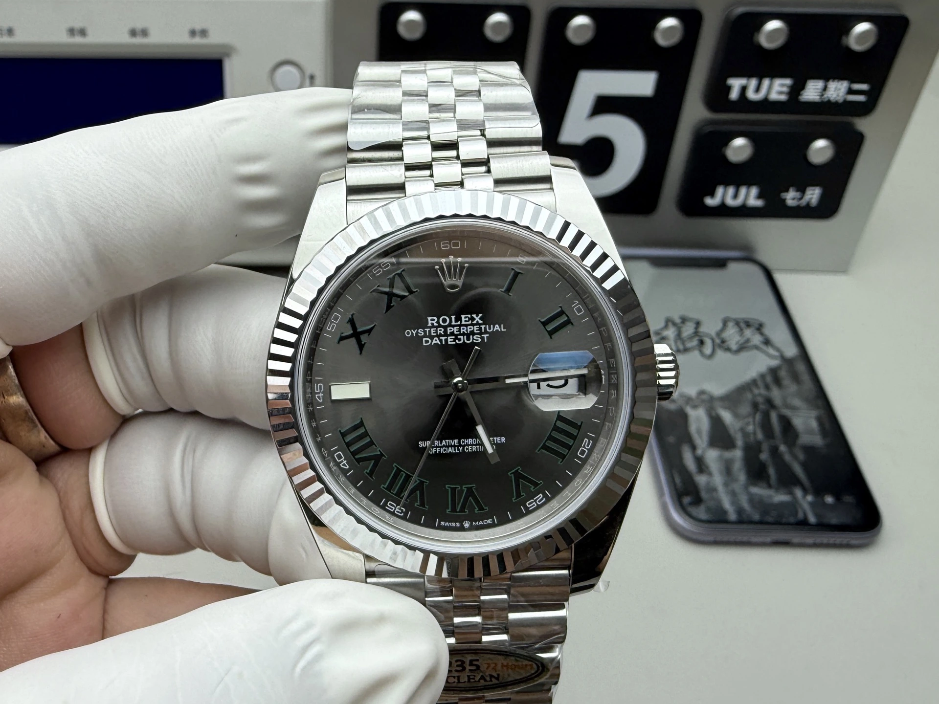CLEAN系ハイグレード Rolex(ロレックス) デイトジャスト。アップグレード仕様、グリーン文字盤、パワーリザーブ約72時間、出荷前実物写真