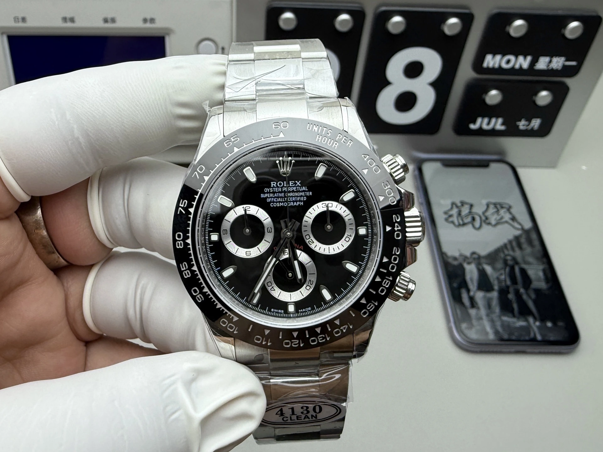 CLEAN系ハイグレード Rolex(ロレックス) デイトナ。アップグレード仕様、ブラックセラミック・デイトナ、パワーリザーブ約72時間、出荷前実物写真
