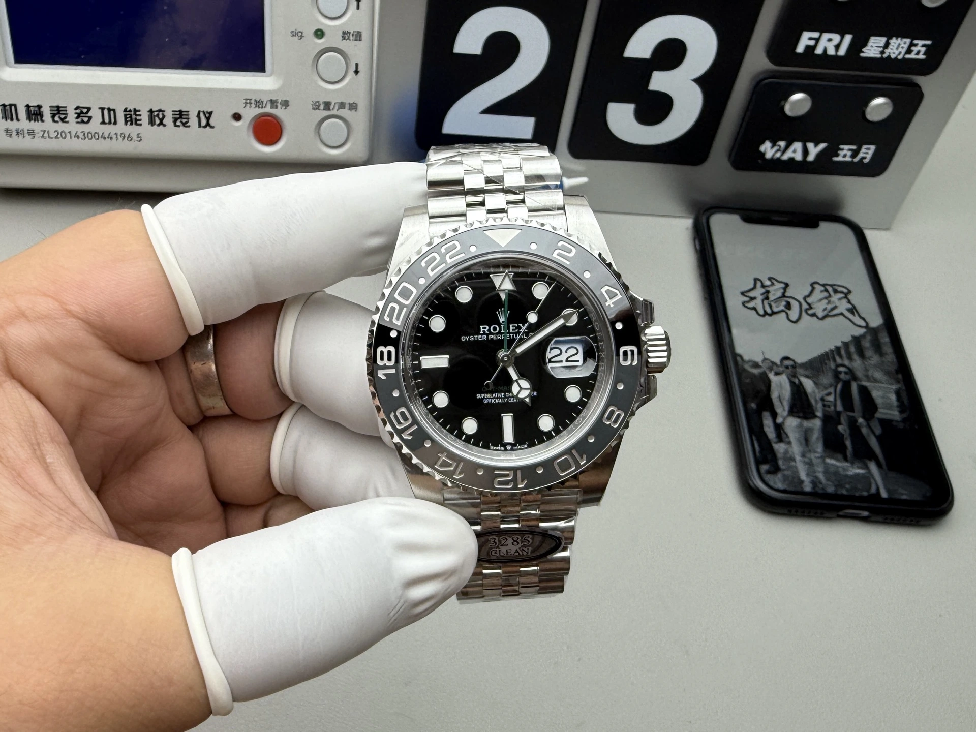 CLEAN Rolex(ロレックス) GMTマスターII。グリーン×ブラックベゼル、ムーブメント 3285、出荷前実物写真