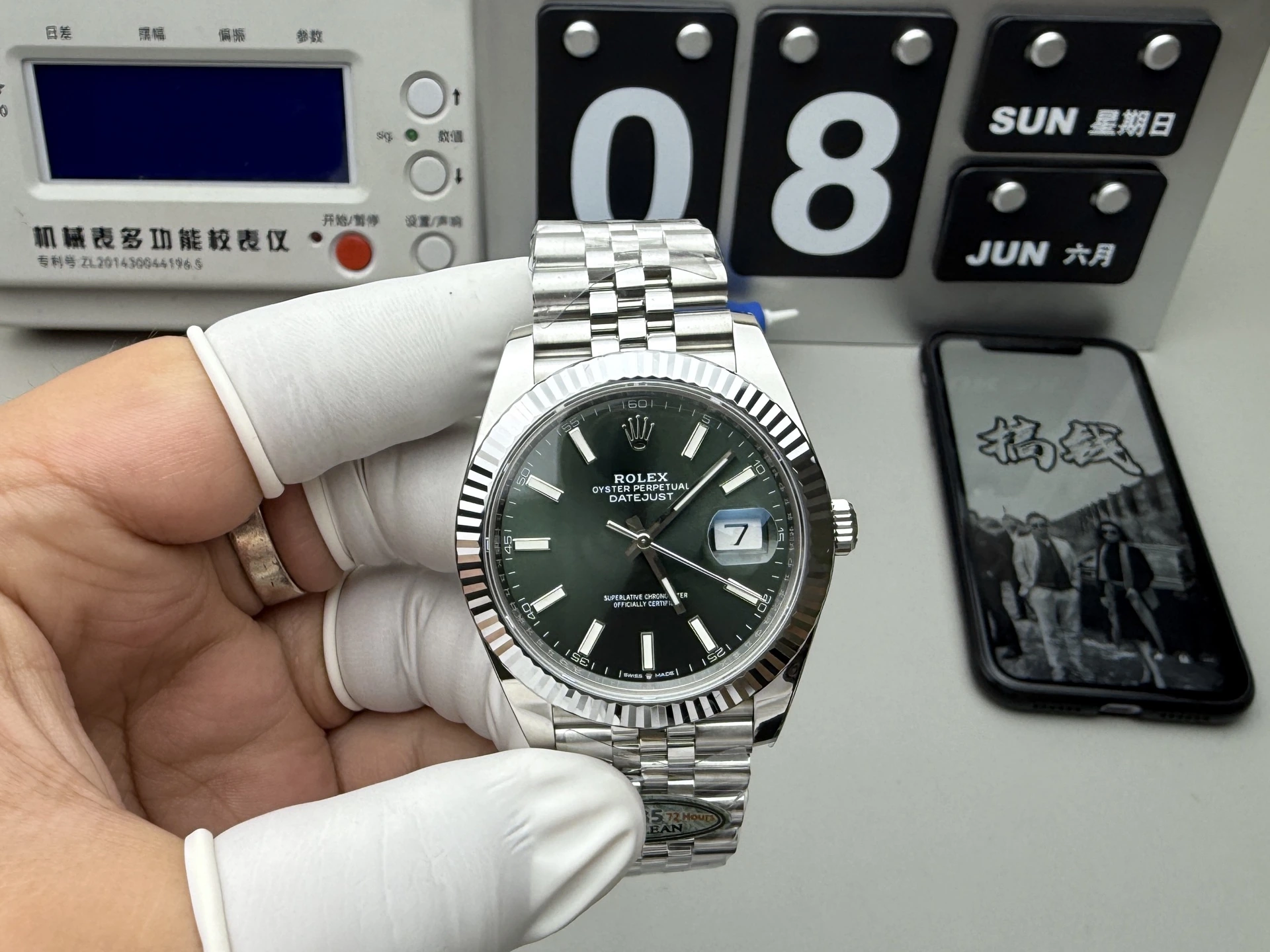 CLEAN系ハイグレード Rolex(ロレックス)。アップグレード仕様、ミントグリーン、ディテール写真