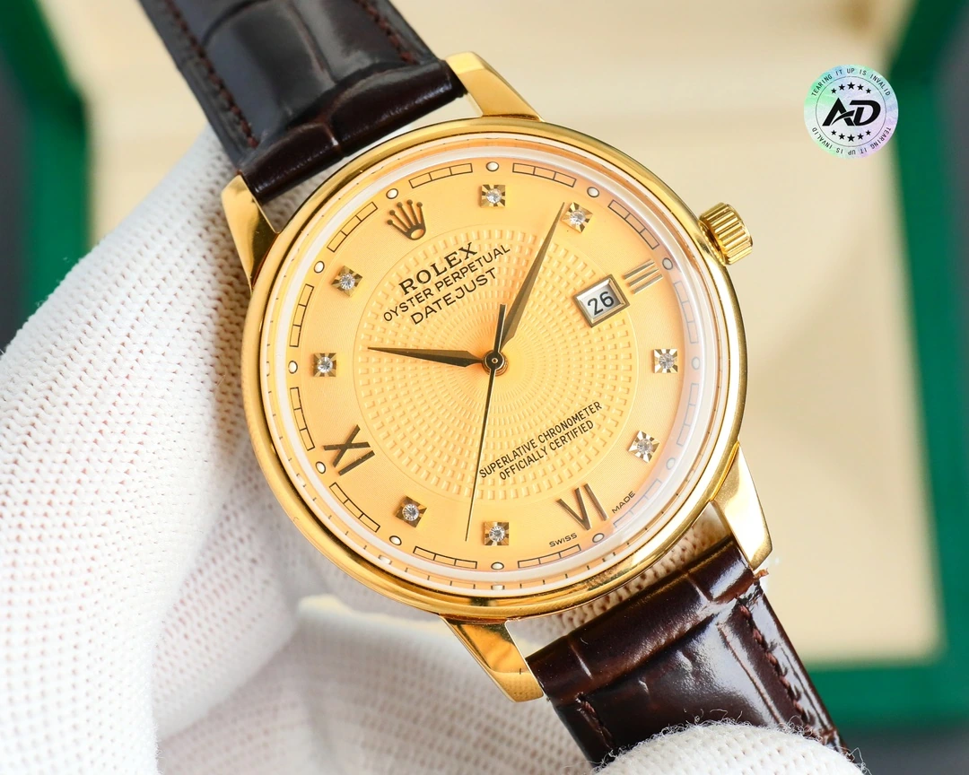 ゴールドケース 1050 / Rolex(ロレックス) チェリーニ。ハイグレード仕様、メンズ、カーフレザー、ムーブメント 9015、サイズ 42mm、防水 100m
