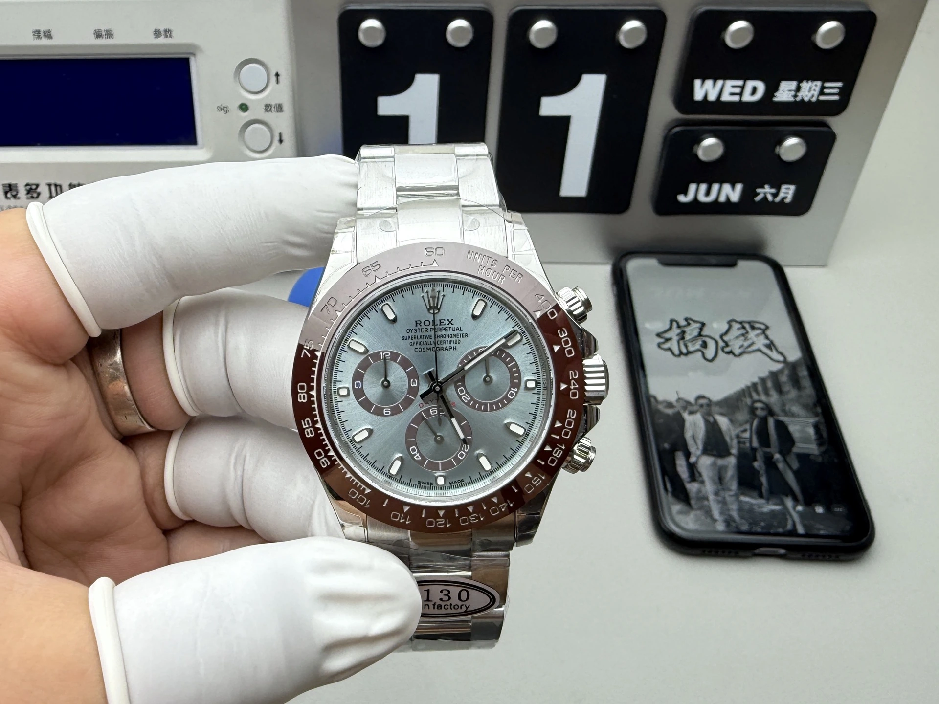 CLEAN系ハイグレード Rolex(ロレックス) デイトナ。アップグレード仕様、アイスブルー・デイトナ、アイスブルー、ムーブメント 4130、パワーリザーブ約72時間