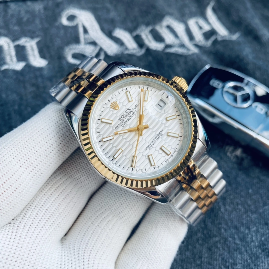 / コンビ +10 Rolex(ロレックス) デイトジャスト。ハイグレード仕様、コンビ、316ステンレススチール、ミネラルクリスタル、ステンレスブレスレット、機械式、サイズ 41mm