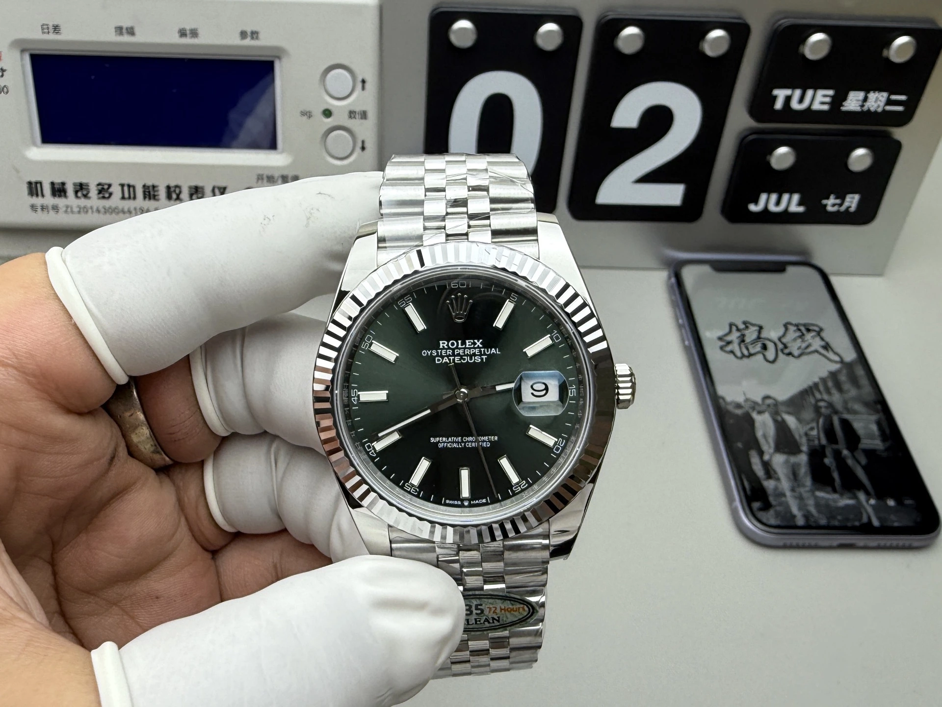 CLEAN系ハイグレード Rolex(ロレックス)。アップグレード仕様、ミントグリーン、パワーリザーブ約72時間、出荷前実物写真