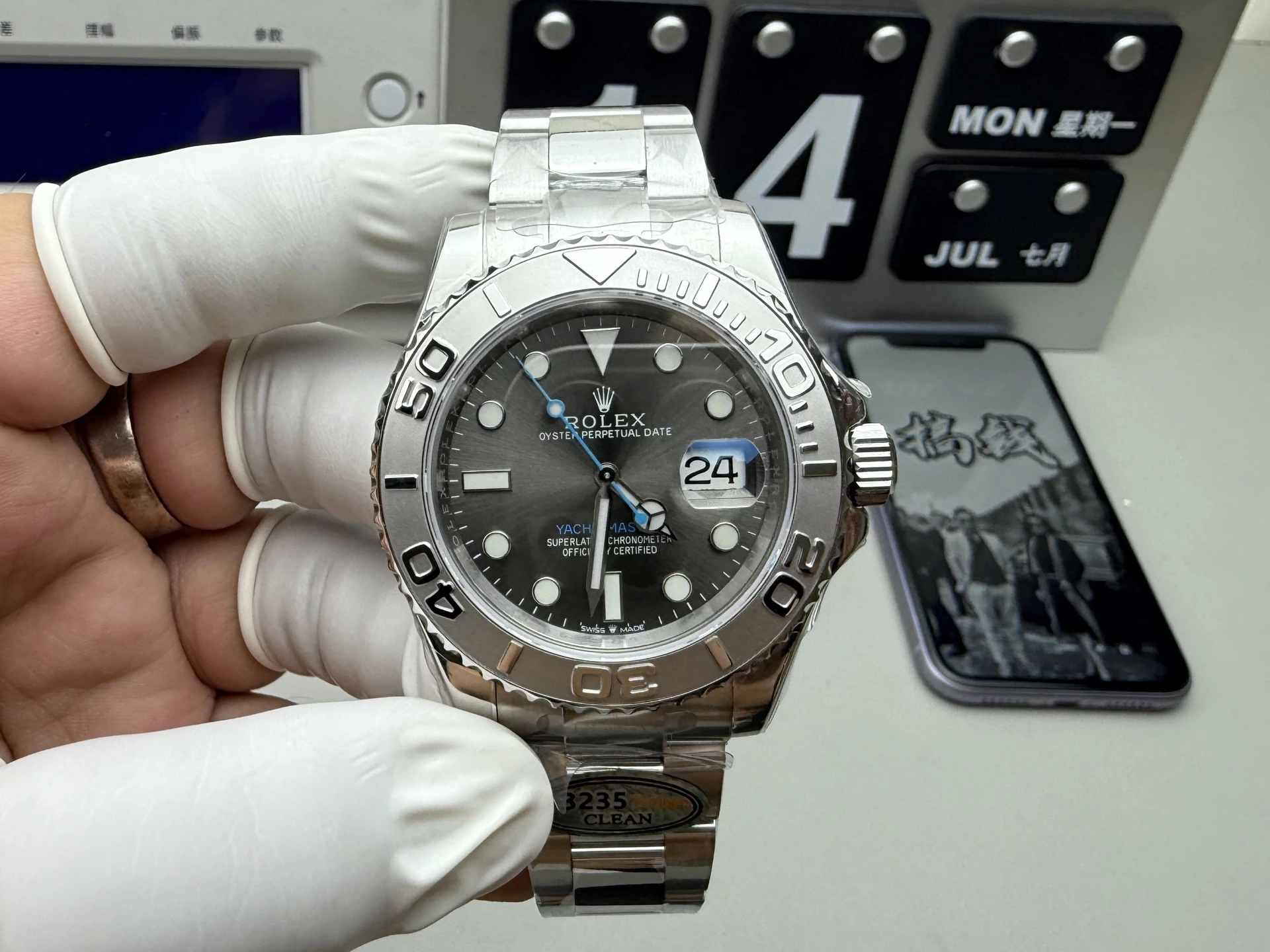 CLEAN系ハイグレード Rolex(ロレックス) ヨットマスター。アップグレード仕様、グレー・ヨットマスター、パワーリザーブ約72時間、出荷前実物写真