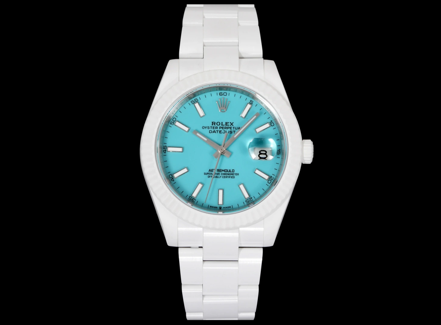 SJ / PPM Rolex（ロレックス） デイトジャスト。メンズ、ティファニーブルー、機械式・ムーブメント 3235、サイズ 41mm、日付表示。 記載コード：LB2
