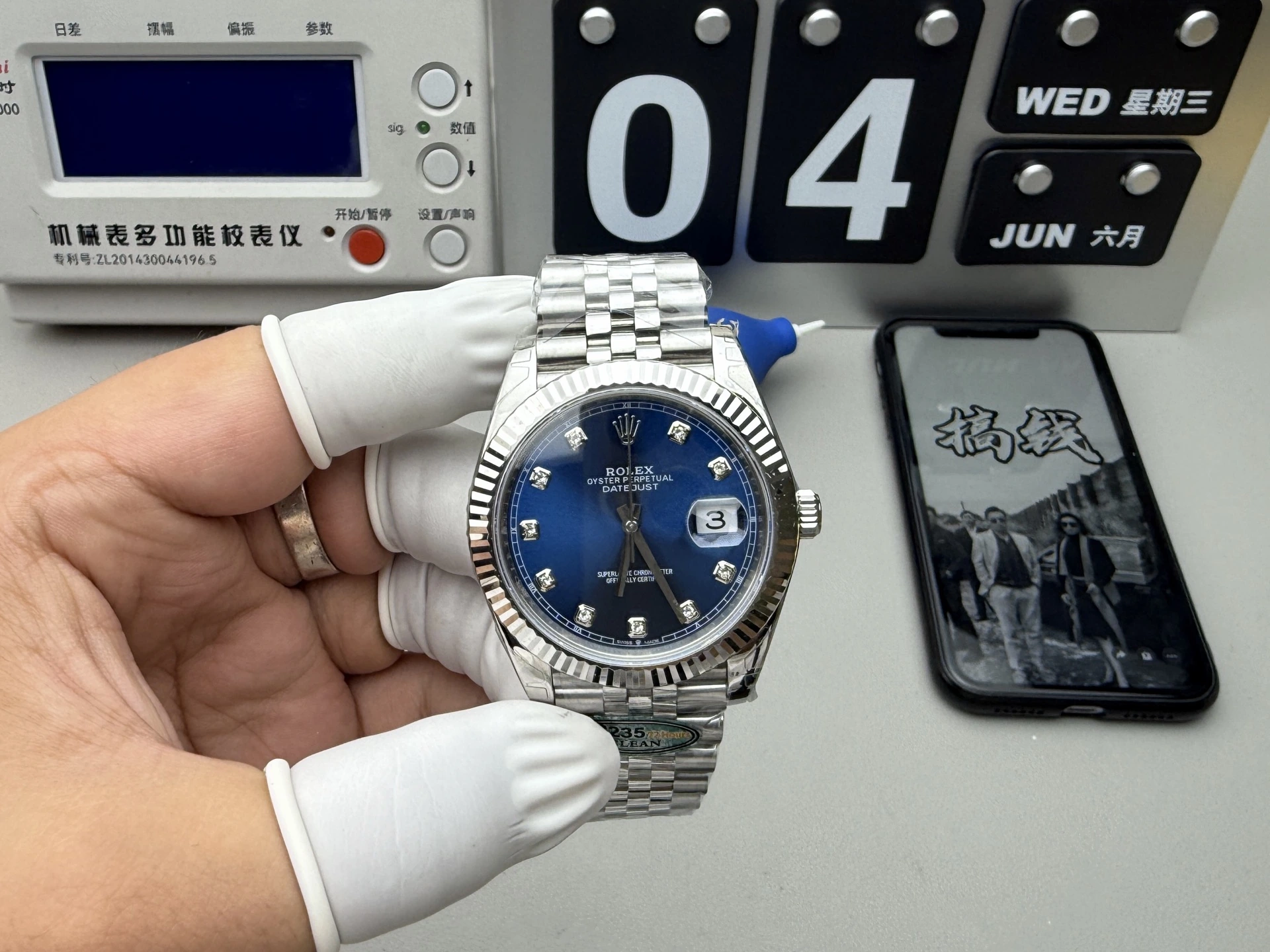 CLEAN系ハイグレード Rolex（ロレックス） デイトジャスト。アップグレード仕様、ブルー文字盤、パワーリザーブ約72時間、出荷前実物写真