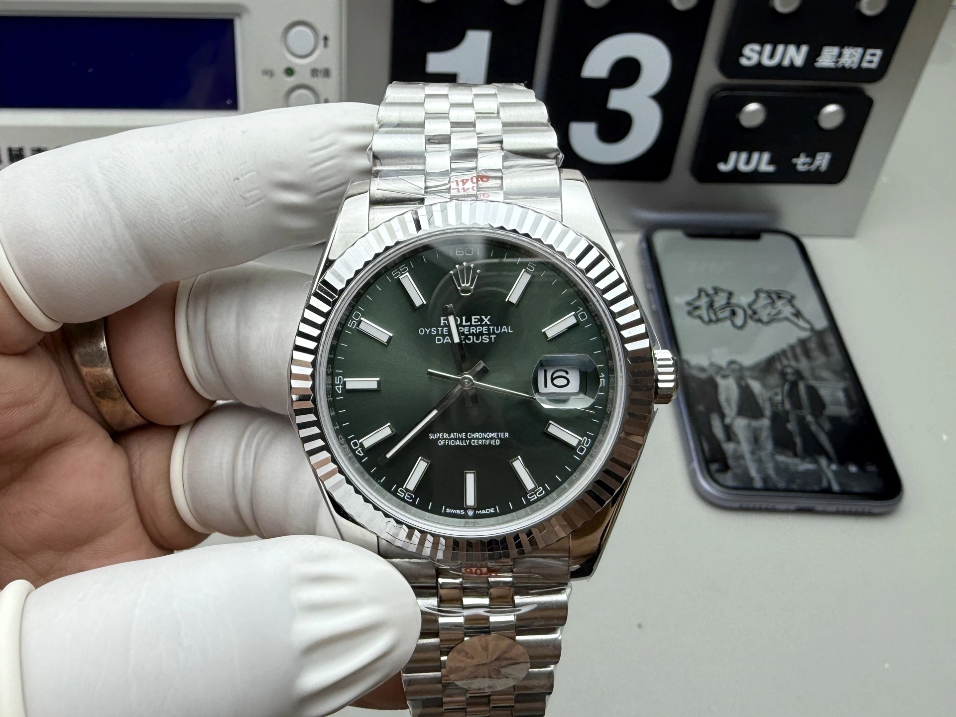 A+ Rolex（ロレックス） デイトジャスト。ミントグリーン、グリーン文字盤、出荷前実物写真