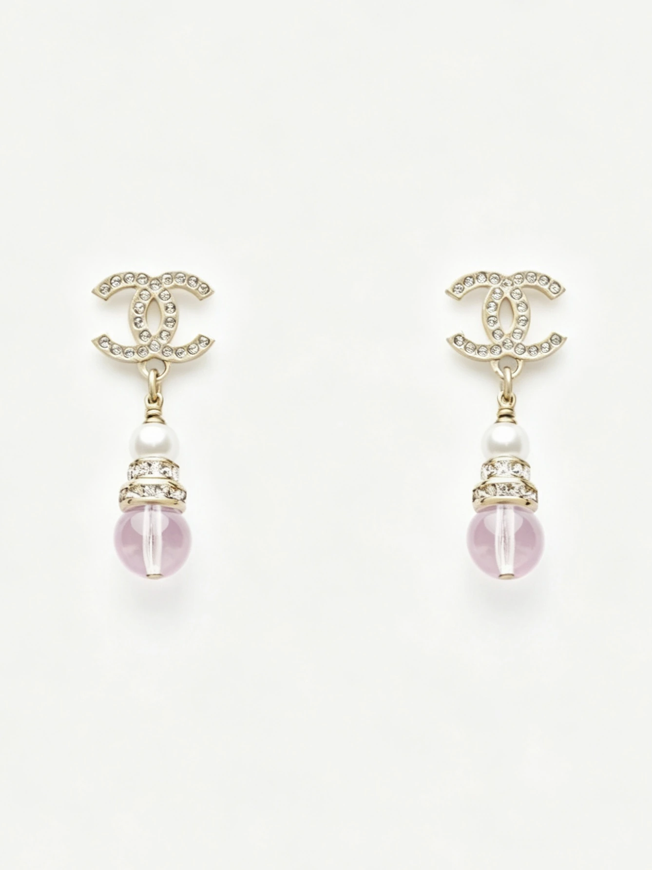 Chanel(シャネル / Chanel)26Cピンク树脂双Cラインストーンピアス